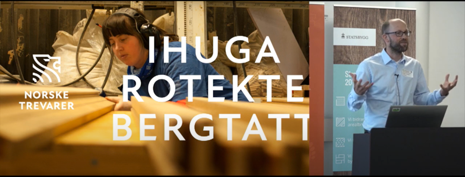 Bilde fra live-stream fra Statsbyggs dialogkonferanse om bruk av tre i nytt regjeringskvartal. Foto: Statsbygg